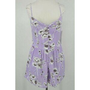 New Flynn Skye Alana Morning Bouquet Romper Womens Medium Button Front Lavender